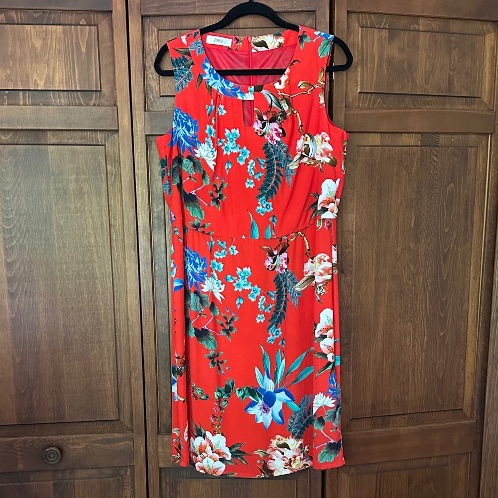Floral Sleeveless Red Dress